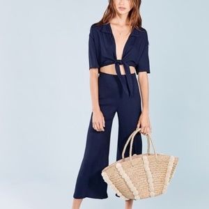The Reformation Talitha Two Piece Navy Tie